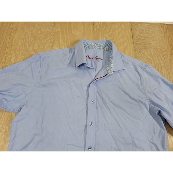 Robert Graham Classic Fit XL Flip Cuff Men's Button Shirt Blue Jacquard *Read* - Picture 8 of 12